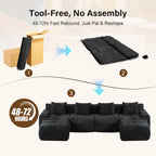 Modern Loveseat Sofa, 73.2" Black Boneless Couch with Spring and Foam Fill, Soft Pineapple Lattice Material, No Assembly Required for Living Room & Guest Room