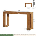 63-Inch Solid Wood Bar Table, Narrow Long Counter Height Pub Dining Table, Farmhouse Rectangular Home Coffee Bar Units for Kitchen, Dining Room, Living Room, Bistro, Brown