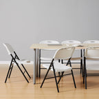 Amazon Basics Sturdy Foldable Portable Plastic Chair, 350-Pound Capacity, Space Saving for Events and Seating, White, 6-Pack