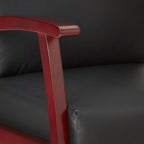Lorell Black Leather/Wood Frame Guest Chair, Mahogany/Black