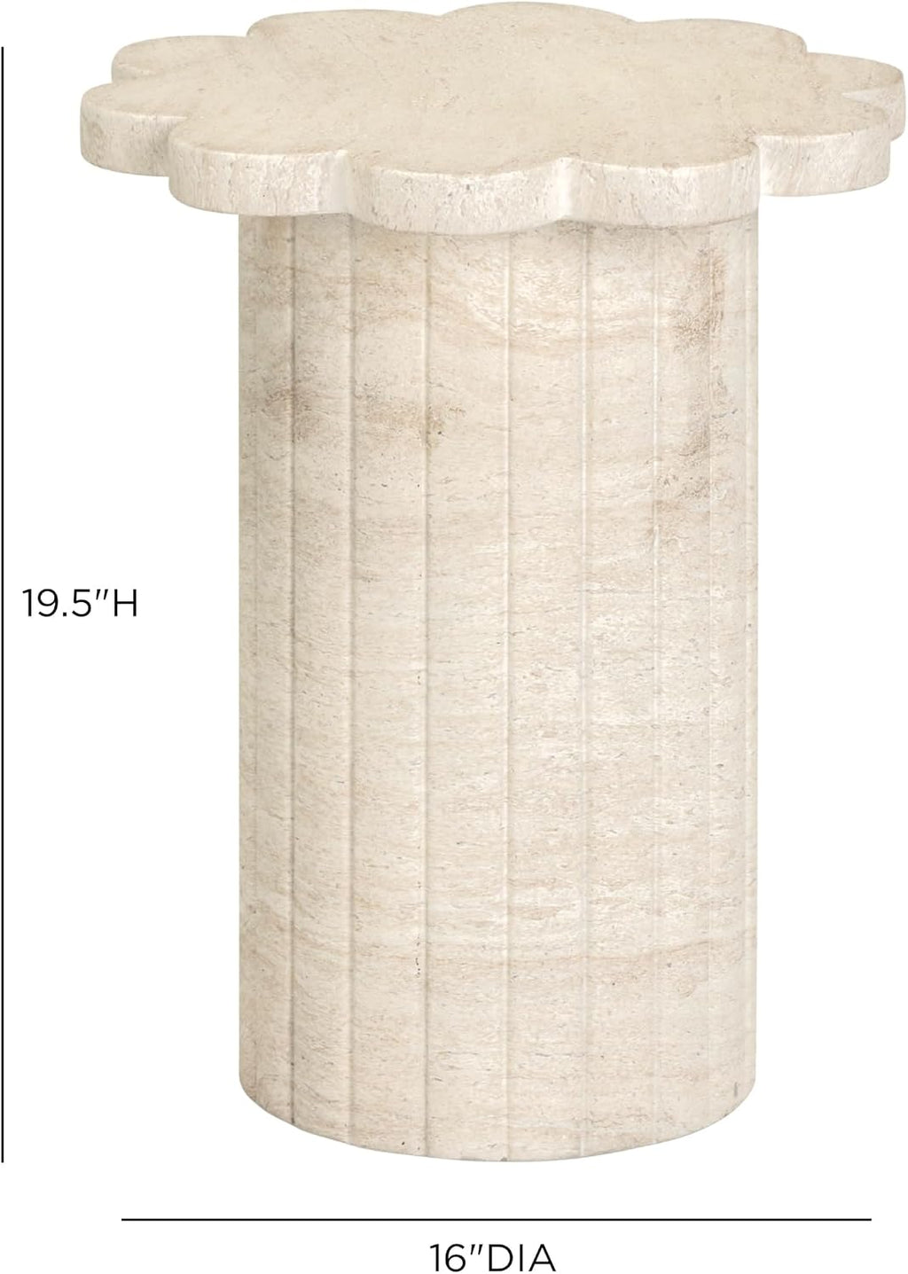 Tov Furniture Blossom Faux Travertine Indoor/Outdoor Concrete Side Table