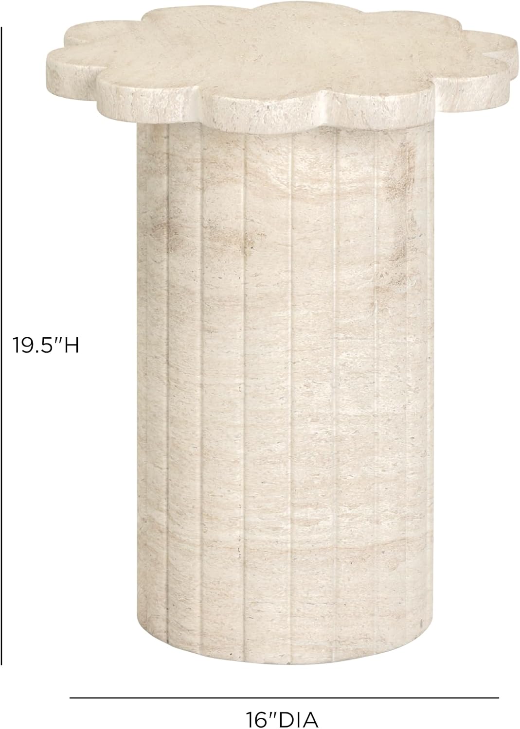 Tov Furniture Blossom Faux Travertine Indoor/Outdoor Concrete Side Table