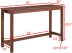 Knocbel Industrial 3-Person Counter Height Bar Table Set with Power Outlet, 4-Piece Dinette Set with Padded Seat Stools, Apartment Condo Small Space Pub Bistro Dining Furniture Set (Cherry)