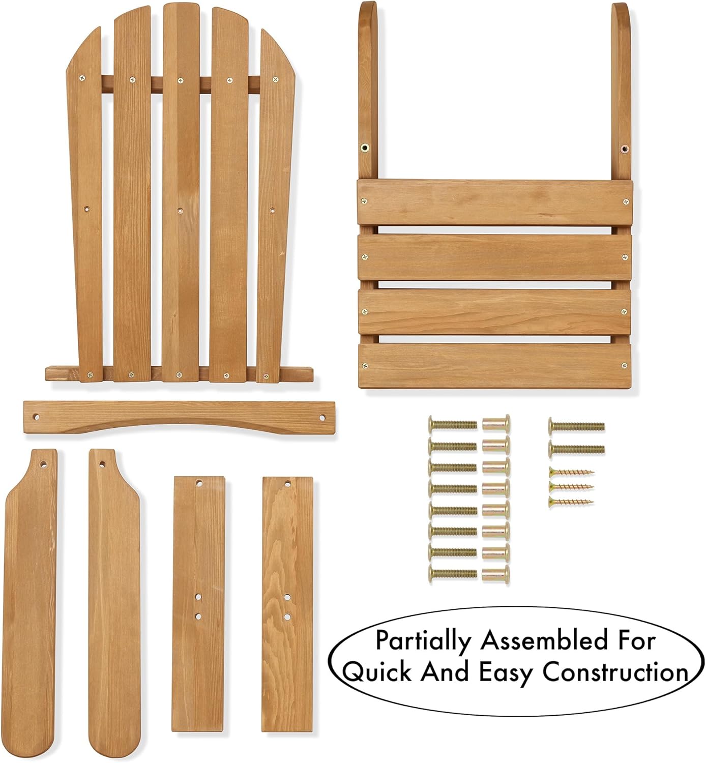 Casafield Children's Adirondack Chairs, Set of 2 Cedar Wood Outdoor Kid's Chairs for Patio, Deck, Lawn and Garden, Partially Pre-Assembled - Natural