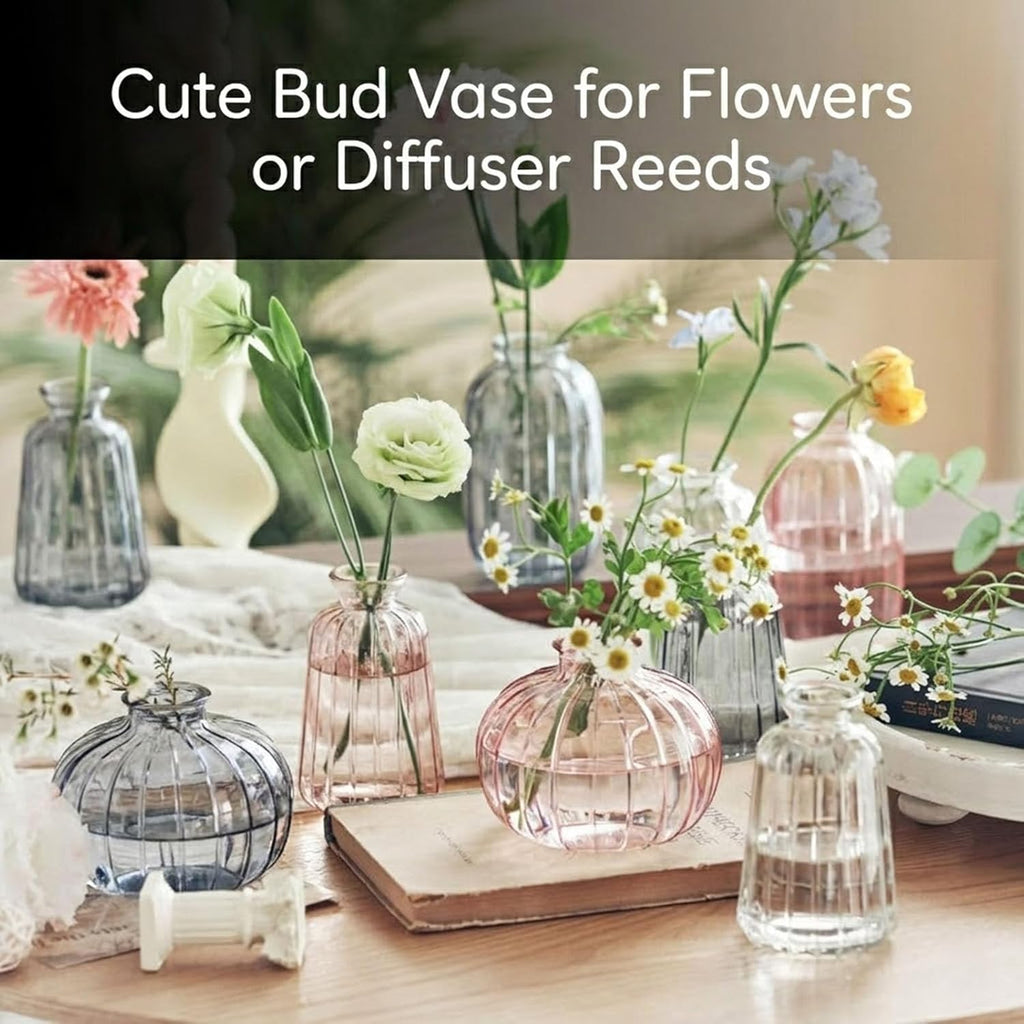 Glass Bud Vases Set of 3,Small Pink Flower Vases for Wedding Centerpiece Table Decorations,Vintage Mini Vase,Flower Arrangements in Vases for Party or Home Decor (Pink)