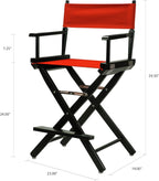 Casual Home 24" Director's Chair Black Frame-with Red Canvas, Counter Height
