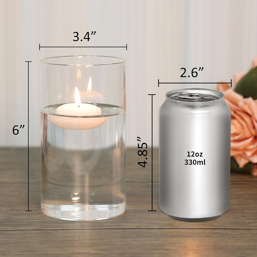 SUPMIND 6 Pack Glass Cylinder Vase for Table Centerpieces, 6 Inch Clear Glass Flower Vases Bulk Glass Hurricane Candle Holder Small Floral Vases for Table, Floating Candle Vase for Wedding Home Décor