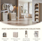 IFGET Bathroom Arched Wall Cabinet, 23.6'' Wide Medicine Cabinet with Adjustable Shelves & Acrylic Glass Doors, Over The Toilet Storage Wall Mount Cabinet for Laundry Room,Kitchen & Living Room, Cream