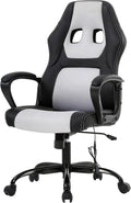PayLessHere Gaming Chair Office Chair with Support Adjustable Ergonomic Pu Leather Racing Lumbar Massage Headrest Armrest Task 360° Swivel Computer Chair for Women Men Adults，White