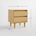 Nectar Bamboo Nightstand, Natural, 23" Height, Japanese Joinery | Bamboo Wood, Artisinal Japense Joinery, 2-Smooth Gliding Drawers, No-Tool Assembly