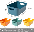 Tiawudi 12 Pack 4.5L Storage Bins, Plastic Storage Baskets for Home Classroom Organization, Multi-Use Organizer Bins for Cabinet, Pantry, Drawer, Closet, Countertop or Shelves, Colorful Containers