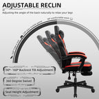 Shintenchi Gaming Chair with Footrest, Massage Lumbar Support, Height Adjustment, and 360° Swivel Seat. Ergonomic Design for Gaming