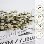 60 Stems 100% Natural 17 Inches Preserved Pussy Willow Flowers Pussy Willow Branches for Vases White Pussywillows for Festival Easter Wedding Home Party Hotel Fireplace Decor