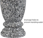 Gray Granite Cemetery Vase for Grave, 4.3" W x 9.8" H | Gray granite, side drainage hole prevents water pooling and freeze cracking. For grave markers & flower decoration. 1 count.