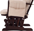 Rocking Chair Wood Heavy Duty Rocking Chair with Ottoman Cushion Set Baby Nursery Rocking Chair Glider with Adjustable Backrest for Living Room (Beige)