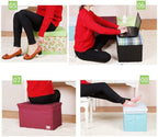 Storage Stool Creative Toy Box Pouffe Ottoman Chairs Simple Folding Seat Footstool (Color : Green)