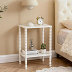 Side Table, Small End Table, 2-Tier Nightstand with Storage Shelves, Coffee Table for Small Spaces, Curved Design, Sofa Table for Living Room, Bedroom, White
