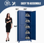 Kitchen Pantry Storage Cabinets, 75" Tall Metal Storage Cabinet with Doors and 4 Shelves, Blue Pantry Cabinet, Utility Kitchen Cupboard, Large Steel Cabinets for Dining, Office, Living Room