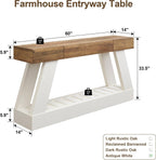 OKD 60" Farmhouse Entryway Table with Drawer, Console Table Behind Sofa, Narrow Long Entryway for Hallway, Living Room, Hallway, Behind Couch(Antique White)