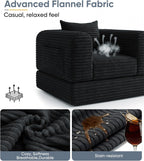 Versatile Boneless Accent Chair Couch Convertible Sleeper Chair Chaise Lounge Chair Indoor BeanBag for Adult Kids, Oversized Comfy Futon Floor Folding Sofa Bed Portable for Living Room Bedroom, Black