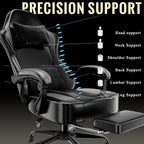 Gaming Chair with Pocket Spring Cushion and Footrest, Ergonomic Computer Chair for Adults, Breathable PU Leather Game Chair
