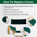 STAY GENT Director's Chair Canvas Replacement Kit 21"L x 8"W - 21"L x 16.5"W Replacement Canvas Durable Cotton Canvas Seat & Back Covers for Home,Model Artist,Makeup,Show Dressing Room, 1 Set Green