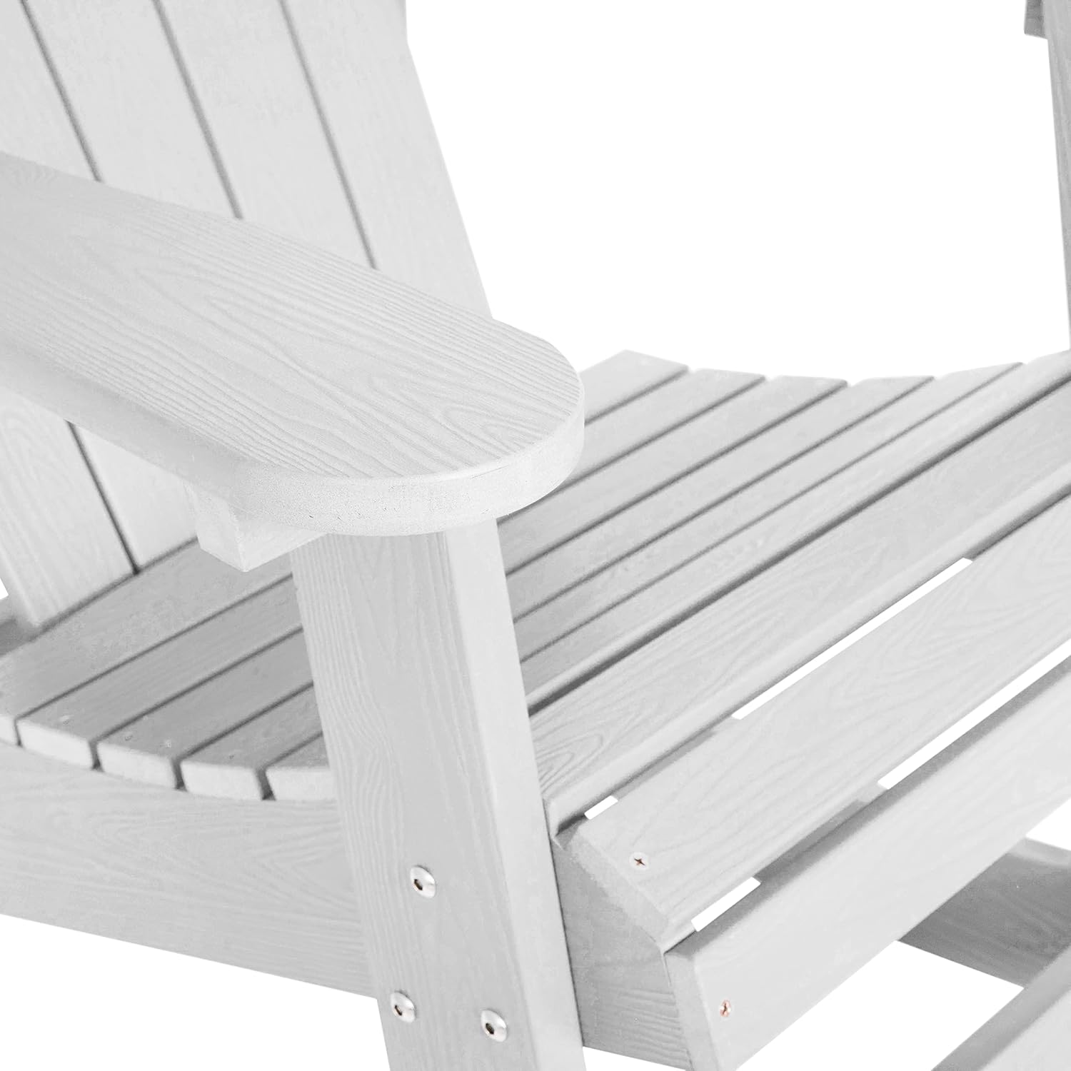 Flash Furniture Savannah Poly Resin Wood Adirondack Rocking Chair - All Weather White Polystyrene - Stainless Steel Hardware - Set of 2