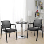 CLATINA No Wheels Conference Room Chairs Set of 8, Stackable Office Guest Reception Chair with Armrests, Mesh Back Waiting Room Chairs for Office, School, Lobby, Church, Black