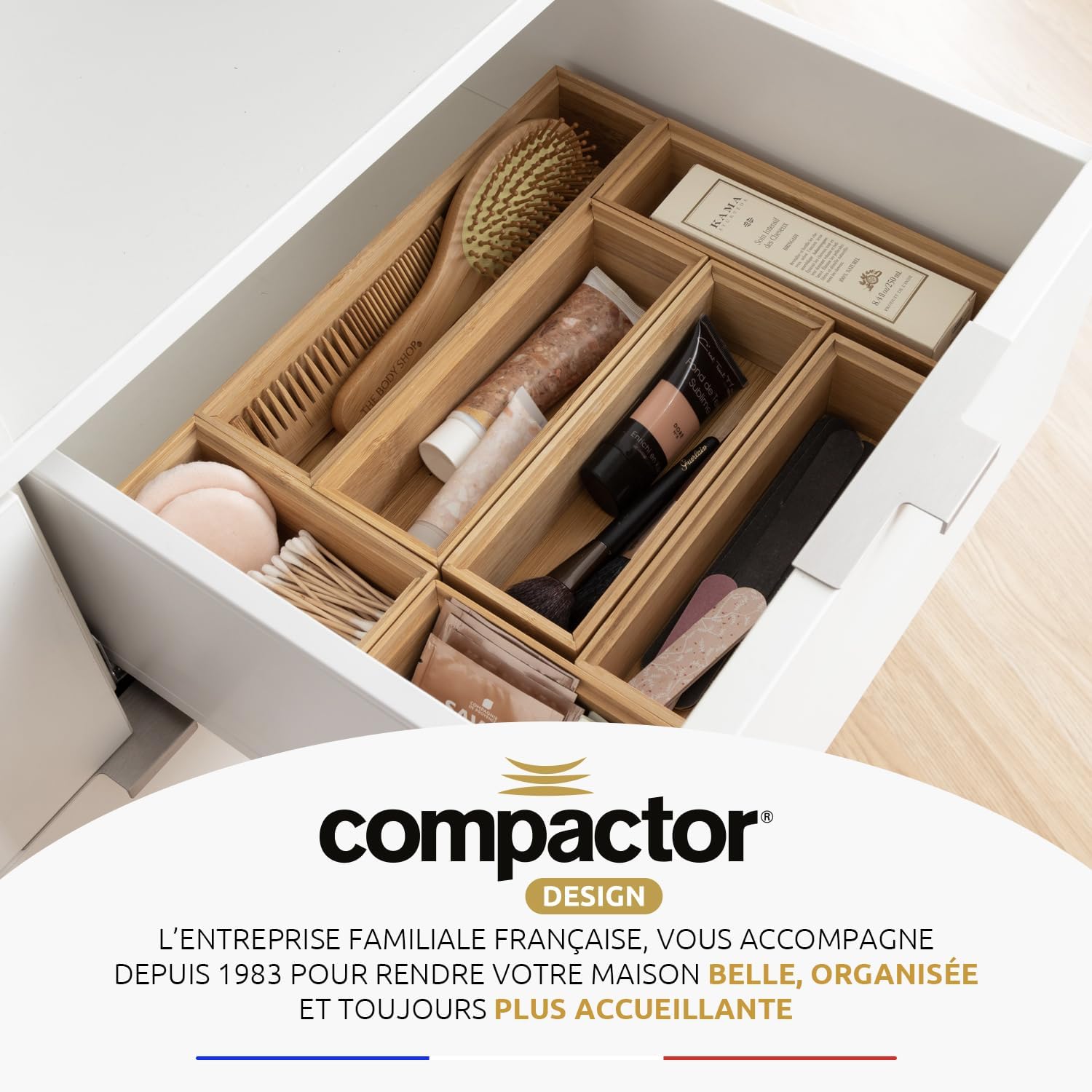 Compactor RAN6963 Bamboo Storage Box 30 x 7.5 x Height 6.5 cm Osaka Series Brown