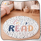 Breling 4 ft Classroom Reading Corner Rug Non-Slip Round Let's Read Carpet Back to School Boho Classroom Decor Washable Read Rug for School Library Calming Corner Nursery Playroom Bedroom Living Room