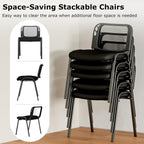 Tangkula Set of 10 Waiting Room Chairs, Stackable Reception Guest with Mesh Backrest, Waterfall Seat, Metal Frame & Carrying Handles, Office Desk Meeting Room Chairs for Lobby, Black