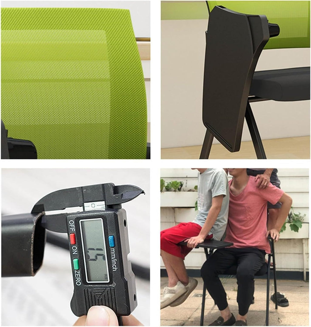 Ergonomic Folding Conference Chair with Right Handed Tablet Arm Breathable Mesh and Padded Fabric Seat Ideal(Orange)