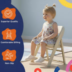 Giggle & Play 2 Pack of Kids Folding Chair with Backrest - Lightweight, Portable Toddler Chair for Indoor, Outdoor, Playroom & Classroom (Beige)