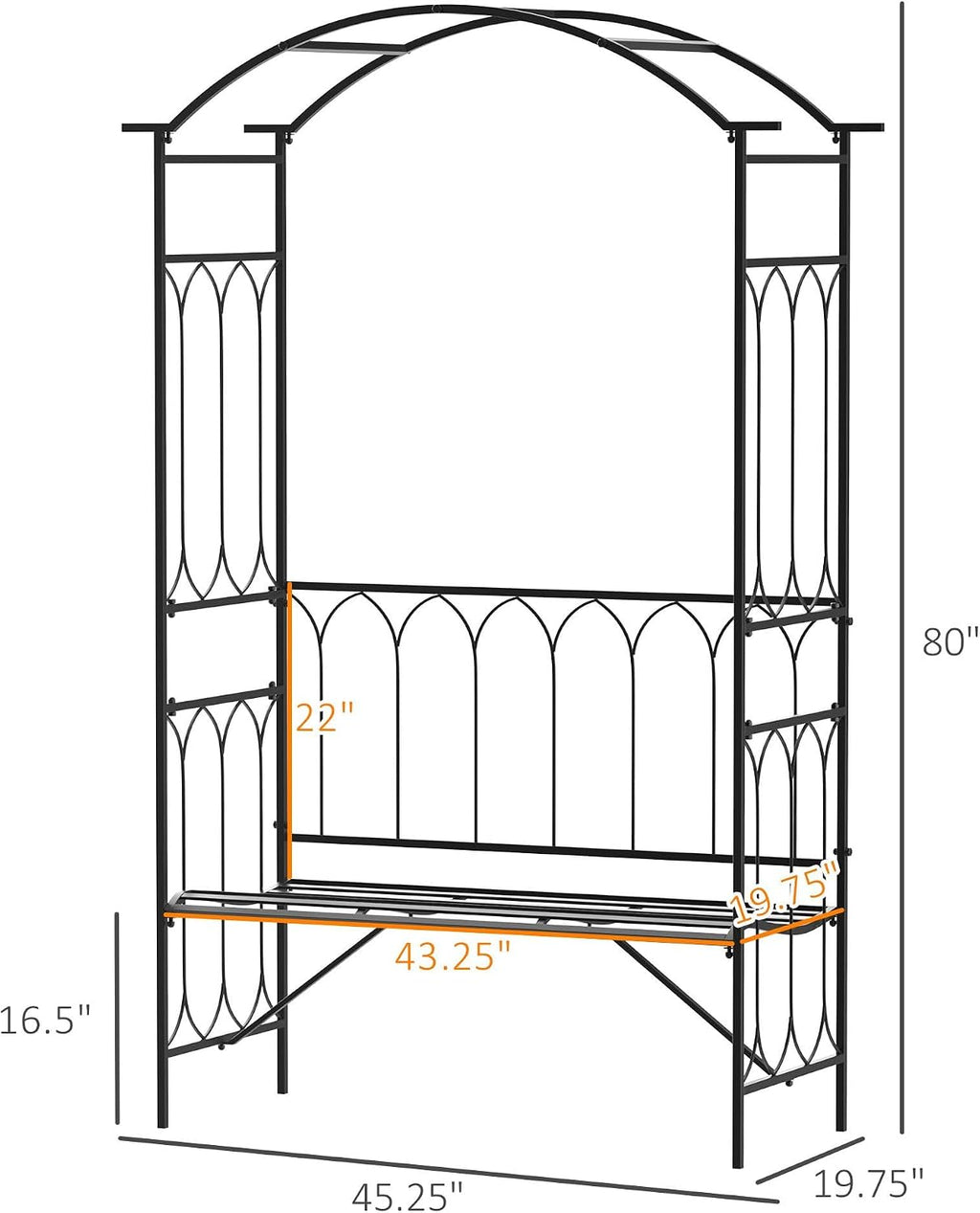 Metal Garden Arbor Bench with Trellis for Outdoor Seating