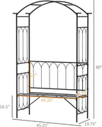 Metal Garden Arbor Bench with Trellis for Outdoor Seating