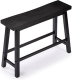 Benzara Amber Counter Height Bench, Backless Seat, Charcoal Black Acacia Wood