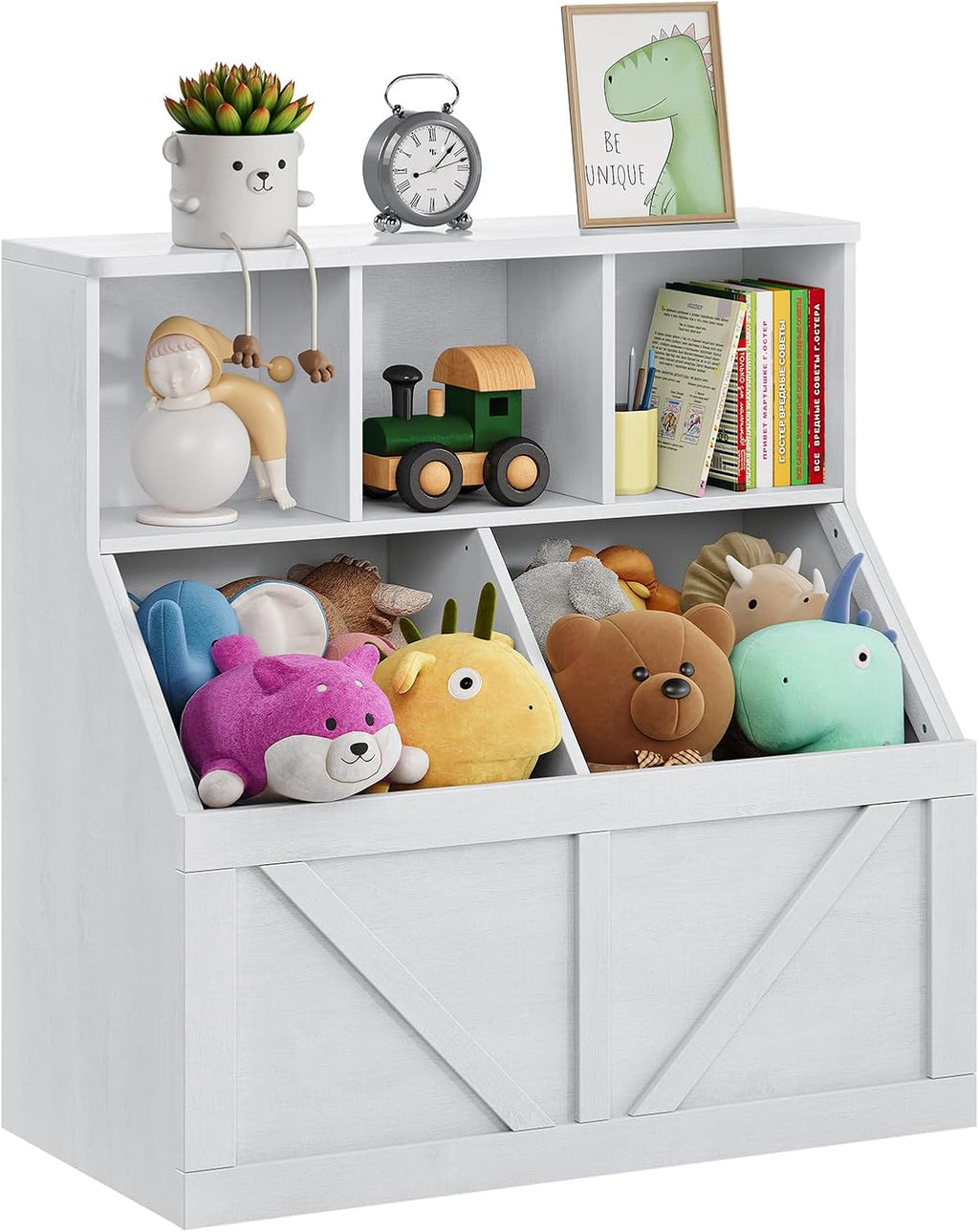 Jojoka Kids Bookshelf & Toy Storage Organizer, Toddler Toy Storage Cabinet for Playroom, Bedroom, Nursery, Classroom & Daycare
