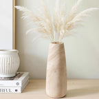 Natural Wood Vase for Dried Flowers - 9 Inch Decorative Wooden Vase, Warm Neutral Farmhouse Boho Decor for Living Room Bedroom Table Shelf