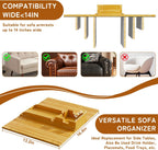 Bamboo Sofa Arm Tray 2-in-1 Couch Armrest Table with Detachable Cup Holder, Foldable Anti-Slip Sofa Tray for Drinks, Phone, Remote & Snacks, Fits 4.5" 14" Armrests