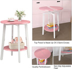 sthmec Side Table Set of 2, Small Round End Table with Storage Shelf for Small Space, 2-Tier Bedside Table Sofa Couch Table, Nighstands Set of 2 Accent Table for Living Room, Bedroom, Pink