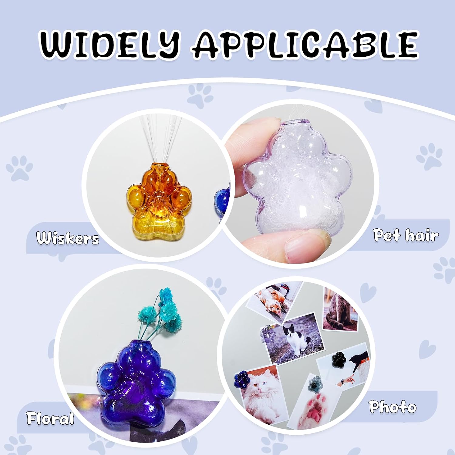 Nuvretk 2PCS Cat Whisker Holder – Mini Fridge Magnet Vases with Glass Paw Design for Keepsake, Pet Hair, or Flower Display (Blue & Gray)