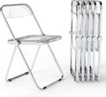 Real Relax Acrylic Folding Chairs,Foldable & Stackable Clear Chairs with Metal Chrome Frame, Indoor and Outdoor, for Home, Office, Party & Events,Set of 6,350LB,Transparent