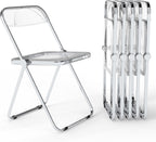 Real Relax Acrylic Folding Chairs,Foldable & Stackable Clear Chairs with Metal Chrome Frame, Indoor and Outdoor, for Home, Office, Party & Events,Set of 6,350LB,Transparent