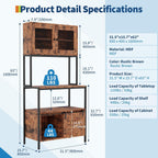 6-Tier Kitchen Baker's Rack with Power Outlets and Storage Cabinet, Large Microwave Stand, Coffee Bar Station with 8 s-Hooks, Freestanding Utility Organizer Rack, Vintage Brown