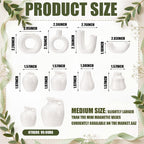 Hushee 8 Pcs Small White Ceramic Vase Fridge Magnets, 2.36 Inch Minimalist Nordic 3D Plant Magnets for Refrigerator, Modern Boho Cute Magnetic Mini Bud Decorative Vases for Kitchen Office Locker Decor