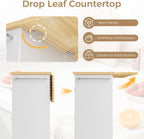 Mobile Kitchen Island on Wheels, Rolling Storage Cart with Drawers, White | 40" Rolling Kitchen Cart , Portable Utility Cart with Locking Casters, for Small Kitchens & Dining Rooms