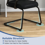 GOFLAME Office Guest Chair, Conference Chair with Lumbar Support & Metal Sled Base, Upholstered Ergonomic Mid-Back Mesh Chair, Executive Chair for Reception Conference Room, Waiting Room, 2 Pack