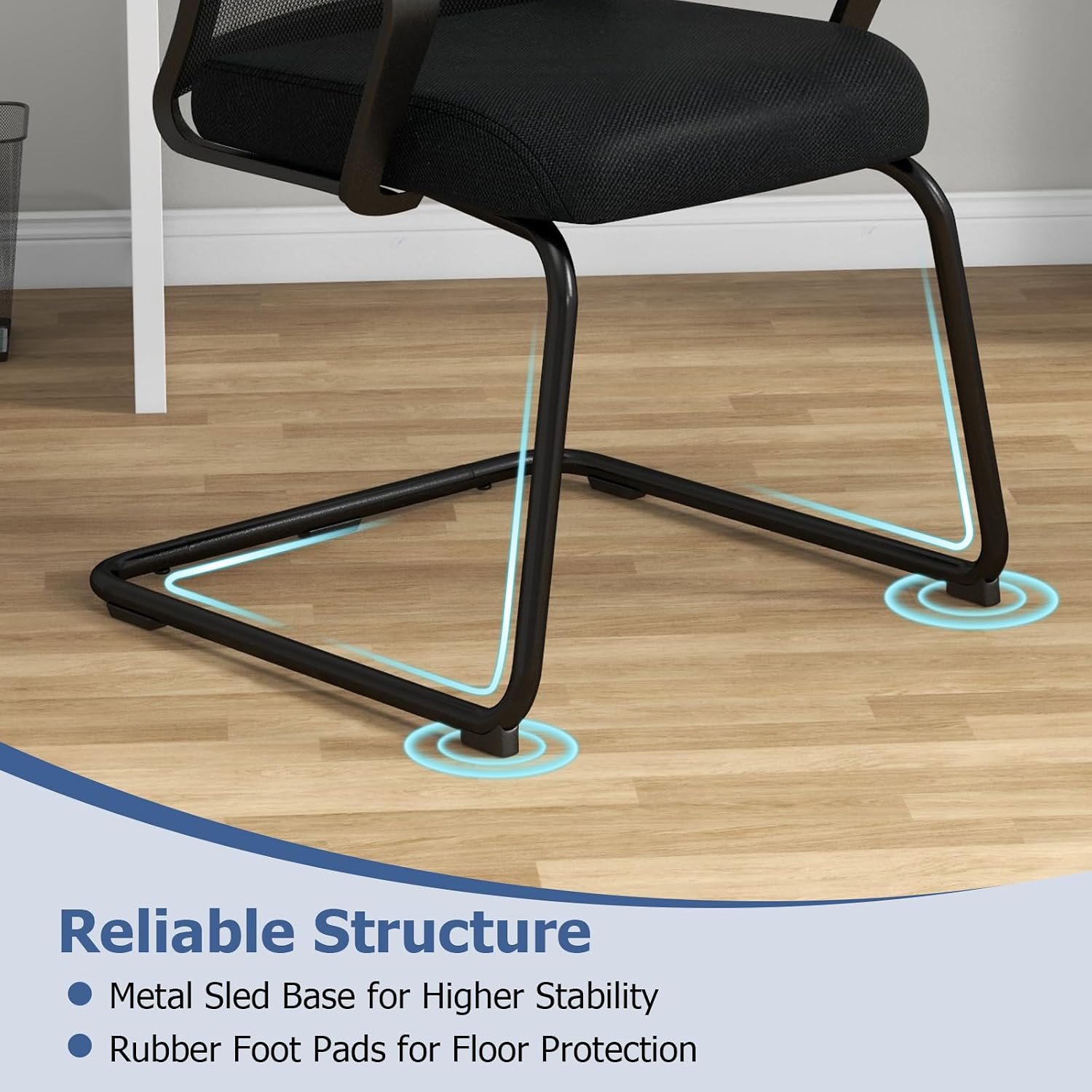GOFLAME Office Guest Chair, Conference Chair with Lumbar Support & Metal Sled Base, Upholstered Ergonomic Mid-Back Mesh Chair, Executive Chair for Reception Conference Room, Waiting Room, 2 Pack