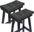 baibu Set of 2 Memory Foam Stool Cushion Rectangular, Dual-Layer Design Saddle Stool Pads Bar Stool Cushions with Four Straps- 2 Pads Only (Gray-Black, 18x9.5x1.5in)