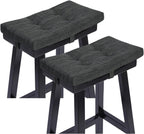 baibu Set of 2 Memory Foam Stool Cushion Rectangular, Dual-Layer Design Saddle Stool Pads Bar Stool Cushions with Four Straps- 2 Pads Only (Gray-Black, 18x9.5x1.5in)
